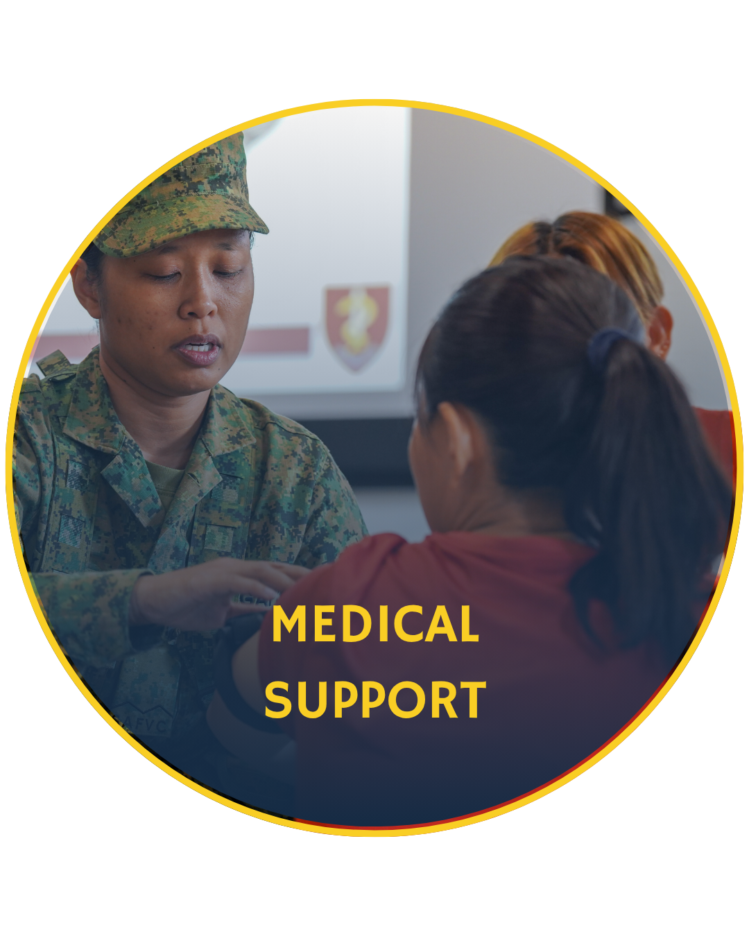 Solider rendering medical support.